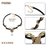 Leather Plated Double Snake Choker Necklace