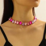 Colorful Crystal Choker Necklaces Geometric Clavicle Chain Jewelry