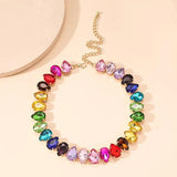 Colorful Crystal Choker Necklaces Geometric Clavicle Chain Jewelry