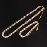 Pink Square CZ Choker Necklace Women Stainless Steel Tennis Chain