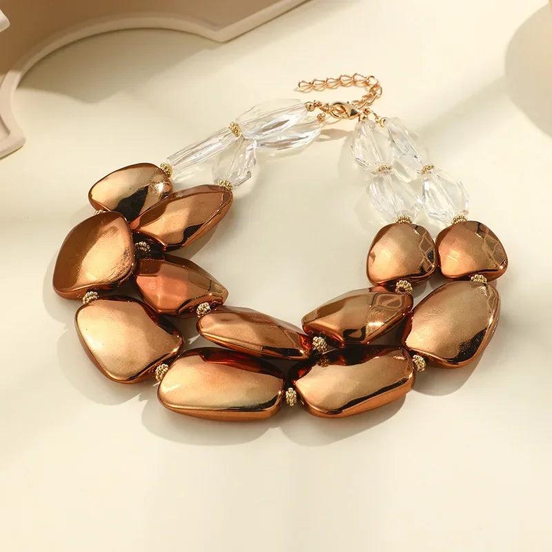 Colorful Resin Bead Choker Necklace Set