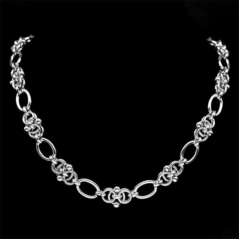 Gothic Thorns Knot Chain Necklace Silver Hip Hop Neck Chains