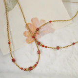 Vintage Red Stone Beads Necklace for Women