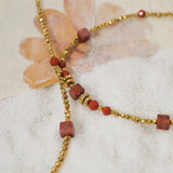 Vintage Red Stone Beads Necklace for Women
