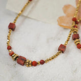 Vintage Red Stone Beads Necklace for Women