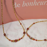 Vintage Red Stone Beads Necklace for Women