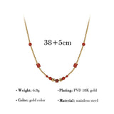 Vintage Red Stone Beads Necklace for Women