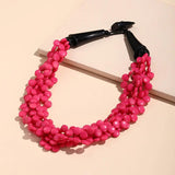 Bohemian Layered Resin Bead Short Necklace Vintage Jewelry