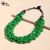 Bohemian Layered Resin Bead Short Necklace Vintage Jewelry