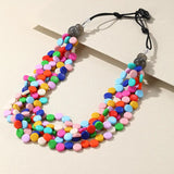 Bohemian Layered Resin Bead Short Necklace Vintage Jewelry