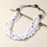 Bohemian Layered Resin Bead Short Necklace Vintage Jewelry
