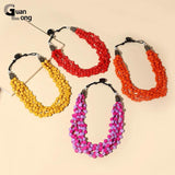 Bohemian Layered Resin Bead Short Necklace Vintage Jewelry