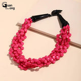Bohemian Layered Resin Bead Short Necklace Vintage Jewelry