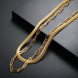 Vintage Punk Double Layer Snake Chain Choker Necklace For Women