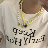Retro Small Monster Pearl Necklace Female Personality Clavicle Chain
