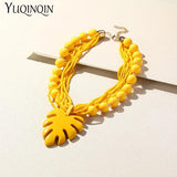 Colorful Resin Beaded Pendant Necklace for Women
