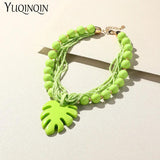 Colorful Resin Beaded Pendant Necklace for Women