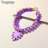 Colorful Resin Beaded Pendant Necklace for Women