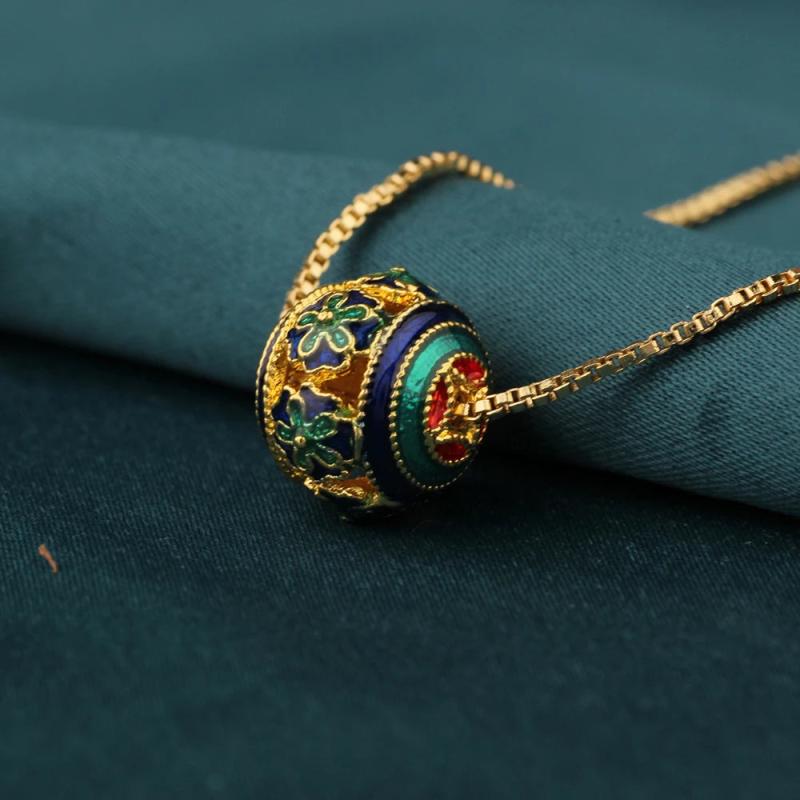 Ethnic Green Flower Necklace Vintage Red Ball Chokers Necklace