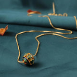 Ethnic Green Flower Necklace Vintage Red Ball Chokers Necklace