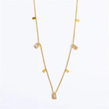 Stainless Steel Chain Choker Necklace with Zirconia Pendant