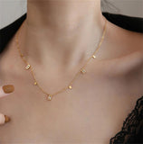 Stainless Steel Chain Choker Necklace with Zirconia Pendant