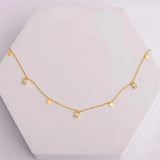 Stainless Steel Chain Choker Necklace with Zirconia Pendant