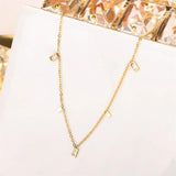 Stainless Steel Chain Choker Necklace with Zirconia Pendant
