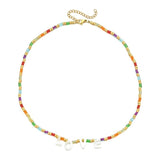 Boho Glass Bead Necklace Love Letter Choker Colorful Beach Jewelry