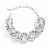 Punk Silver CCB Buckle Short Necklace Thick Metal Cuban Chain