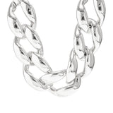 Punk Silver CCB Buckle Short Necklace Thick Metal Cuban Chain