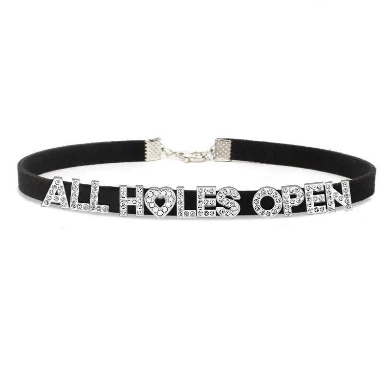 Sexy Bad Words All Holes Open Letters Choker Necklace