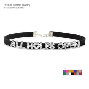 Sexy Bad Words All Holes Open Letters Choker Necklace