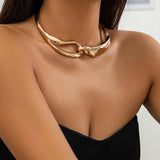 Thick Heavy Metal Buckle Collar Choker Necklace for Women