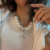 Double Layer Pearl Choker Necklace for Women