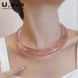 Colorful Resin Choker Necklace for Women Kpop Party Jewelry