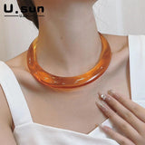 Colorful Resin Choker Necklace for Women Kpop Party Jewelry