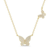 Tiny Cz Butterfly Charm Necklace Delicate Jewelry for Women