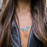 Tiny Cz Butterfly Charm Necklace Delicate Jewelry for Women