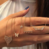 Tiny Cz Butterfly Charm Necklace Delicate Jewelry for Women