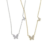 Tiny Cz Butterfly Charm Necklace Delicate Jewelry for Women