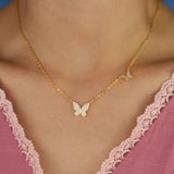 Tiny Cz Butterfly Charm Necklace Delicate Jewelry for Women