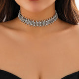 Row Rhinestones Short Choker Necklace Crystal Collar Necklaces