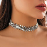 Row Rhinestones Short Choker Necklace Crystal Collar Necklaces