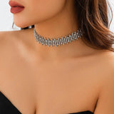 Row Rhinestones Short Choker Necklace Crystal Collar Necklaces