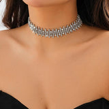 Row Rhinestones Short Choker Necklace Crystal Collar Necklaces