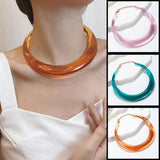 Round Collar Choker Necklace for Women Kpop Goth Party Jewelry