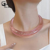 Round Collar Choker Necklace for Women Kpop Goth Party Jewelry