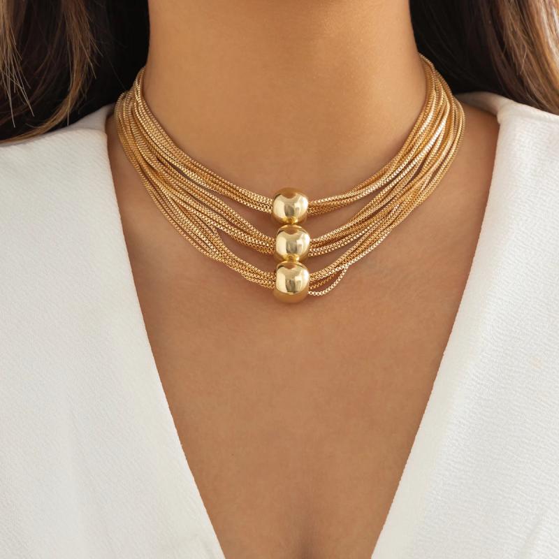 Exaggerated CCB Big Ball Choker Necklace Vintage Chunky Chain