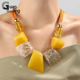 Colorful Rope Chain Necklace Chunky Beaded Pendant Punk Short Jewelry